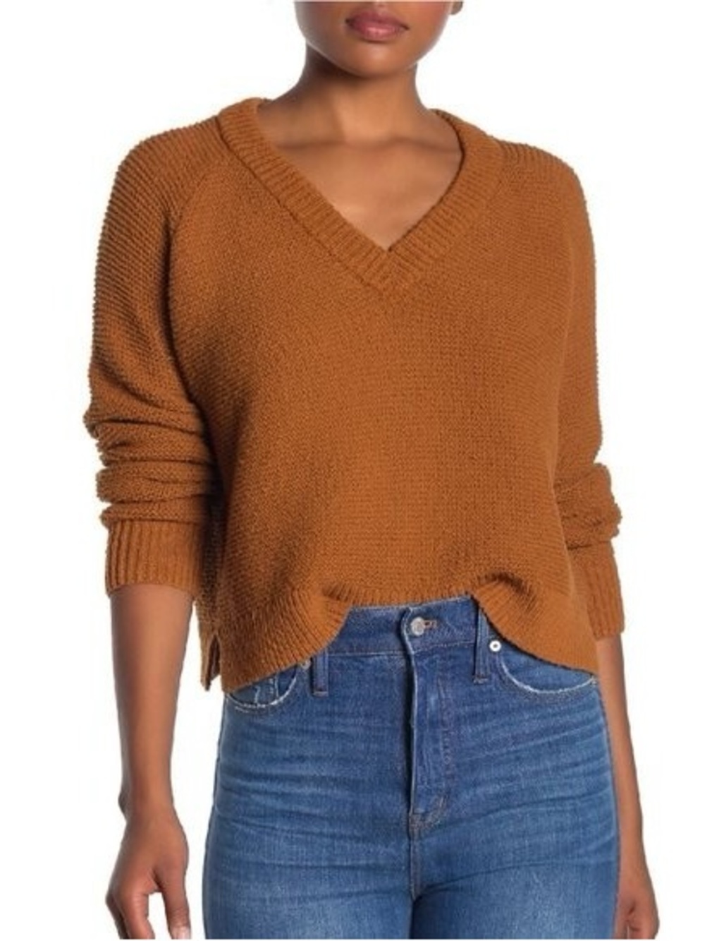 Madewell Hemlock V-neck Pullover Sweater - golden pecan